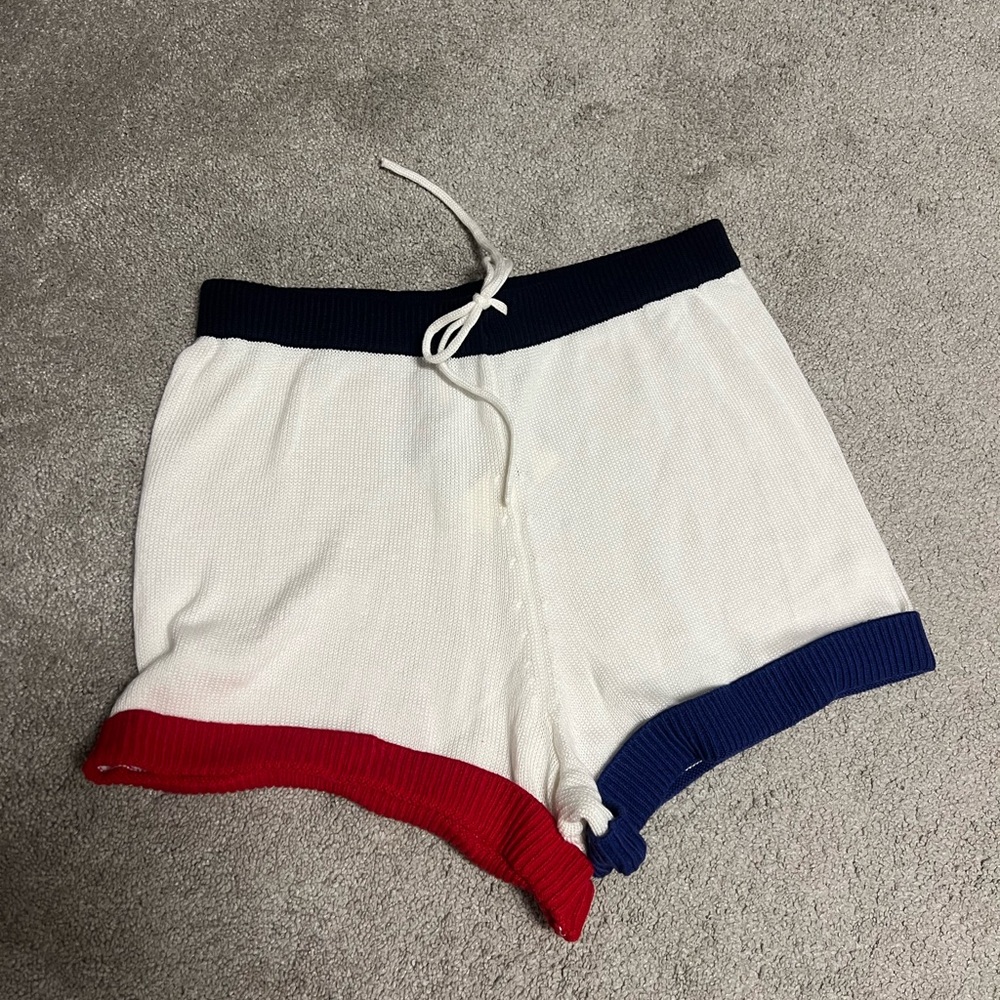 Anthropologie White and Red Athletic Shorts Lightweight Comfort